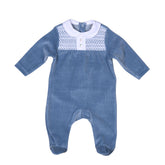 BE'BE' SWEENY SMOCKED VELOUR FOOTIE